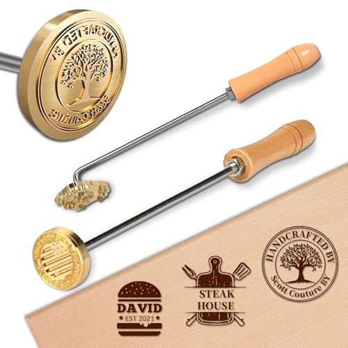 XSTZR Branding-Eisen Stempel personalisiert mit Logo, Metallstempel zum Brennen für Holz, Leder, Kuchen & Fleisch, flammengeheiztes für Holzarbeiten, Grillen,Hochzeit & personalisierte Weihnac