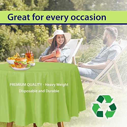 Image of Party Dimensions Lime Green Disposable Plastic Tablecloth for Round Tables (36 Pack) Table Cloths for Parties, Events & Weddings, Indoors & Outdoors, 84 inches, Plastic Table Cover