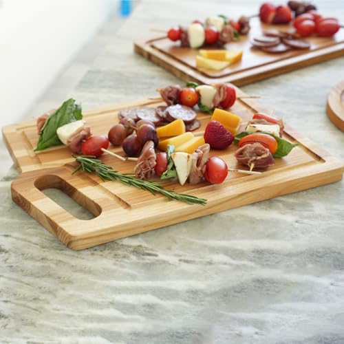 EcoDecors 14"x10" Teak Cutting Board with Juice Groove & Handle, FSC Certified Edge Grain Wood, Chopping, Carving & Serving Board for Kitchen by EcoDecors - Image 8