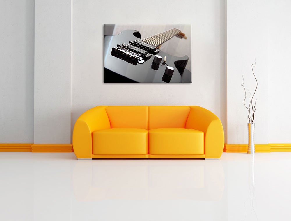 InstyleArt Guitare Noire Stampa su Tela 120x80 cm Artistica murale