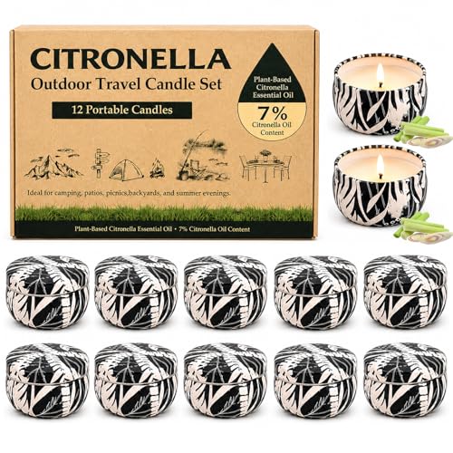 Image of Citronella Candles Outdoor, 12 Pack Soy Wax Candle Set