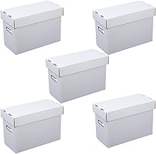 PIT66 5 Pcs Comic Book Storage Boxes, Holds 150-175 Comics Each, Collapsible, Stackable, Moistureproof, White, 15.83"L x 11.42"W x 7.87"H