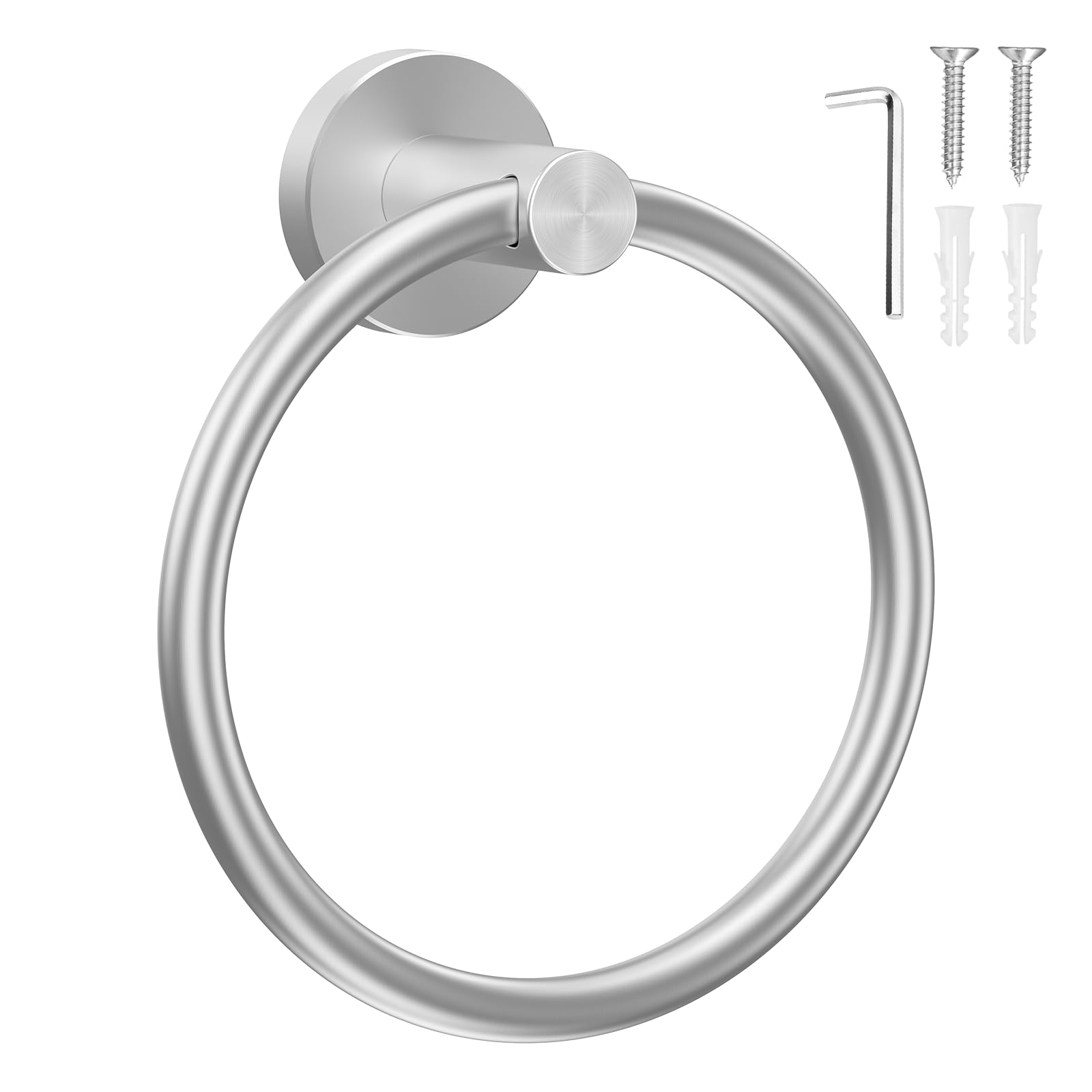 SetSail Towel Holder for Bathroom Wall Silver Towel Ring Stainless Steel Hand Towel Holder Heavy Duty Towel Hanger for Bath, Kitchen Drill Hole