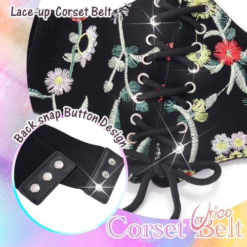 Urieo Flower Embroidery Corset Belt for Women3