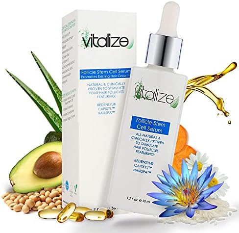 مصل الخلايا الجذعية بصيلات مع ريدينسيل، كابيكسيل وهير سبا، مصل نمو الشعر للعناية بالشعر وعلاج فروة الرأس، 1.7 اونصة سائلة (50 مل) – فيتاليز