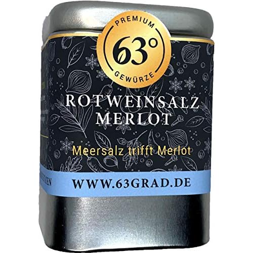 63 Grad Premium Rotweinsalz "Merlot" - Grobes Meersalz mit Rotwein veredelt (100g)