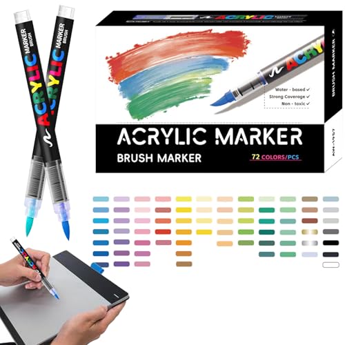 Set de pinceaux acryliques étanches avec encre couvrante pour céramique et bois