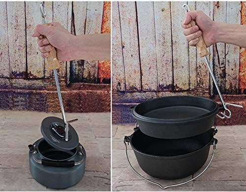 Miniatura 7 de CAMPINGMOON - Soporte de acero inoxidable para utensilios de cocina y soporte para horno holandés MS-69+MS-34