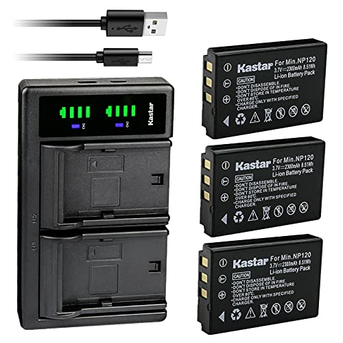 Kastar 3-Pack Battery and LTD2 USB Charger Minolta NP-120