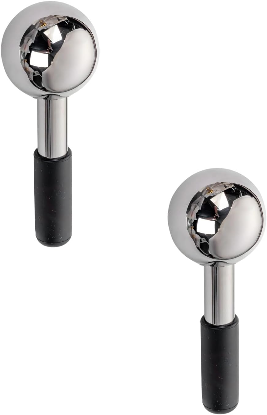 Stainless Steel Ice Globes for Facials, 2 Pcs Cryo Sticks with Hot/Cold Therapy, Cooling Facial Massager, 5.3 X 1.9 in; Relieves Puffiness & Headache