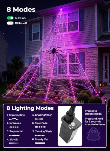  16.4 ft 255 LED Halloween Giant Spider Web Lights Set  - image 2