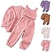 Toddler Girls 3 Piece Oufits Fuzzy Fleece Tank Top Plush Cardigan Soft Jogger Sweatpants Winter Clothes for 1-7 Years