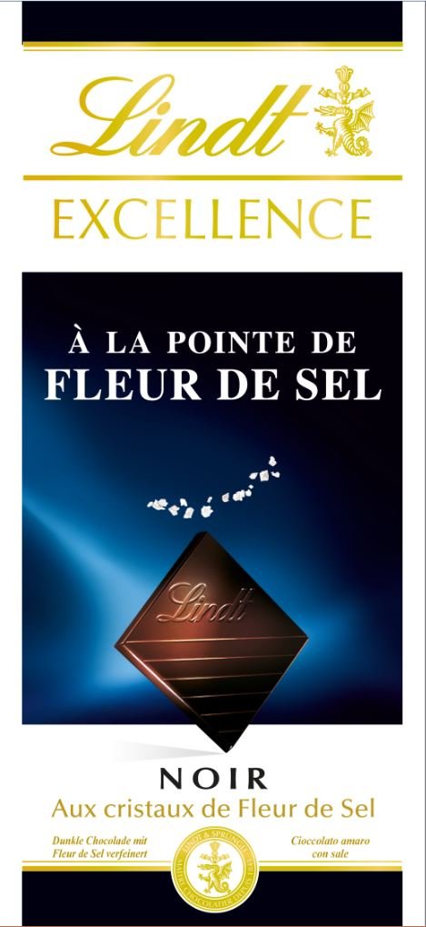 Lindt Excellence Noir à la Pointe de Fleur de Sel - 100 g, Lot de 5