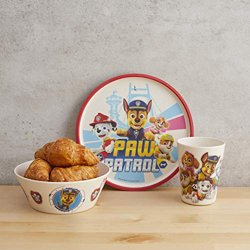 Image of Zak Designs Paw Patrol Dinnerware Set for Kids Includes 8 inch Plate, 6 inch Bowl, and 10oz Tumbler, Durable and Sustainable Melamine Bamboo Material