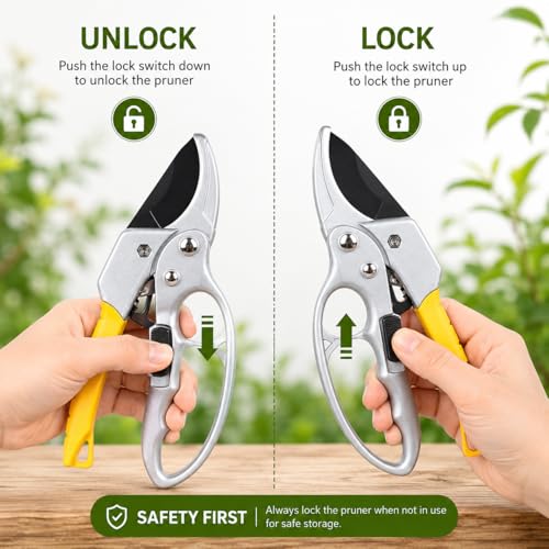 Image of Gardening Scissor Stainless Steel Garden Snip with Safety Lock Garden Shears Sharp Cutter Pruners Scissor for Lawn, Garden & Potted Plants (PACK OF 2)