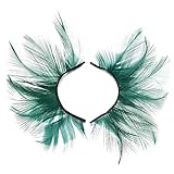 DSLONG Halloween Eyelashes Green Feather Eyelashes Dramatic Extra Long Big Halloween Colored Lashes Cosplay Feather Lashes Show Dance Makeup Tools Reusable (A1)