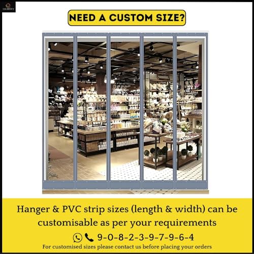 Image of Qlarity Covers 2mm Thick PVC Magnetic AC Curtain Strips | Wide X Long Aluminium Alloy Track | Wide Vinyl Auto Closing | for Home, Shops, Warehouses | Customised Sizes (Transparent)