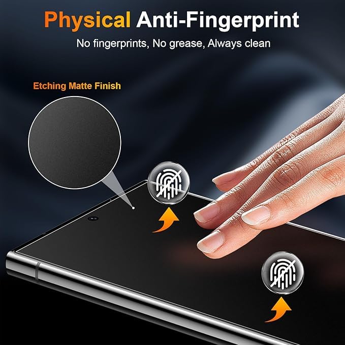 Image of WonRia 1+1 Pack [Matte Tempered Glass for Samsung S25 5G (100% FingerPrint Working) with Camera Lens Protector 9H Glass Screen Guard for Galaxy S25 5G