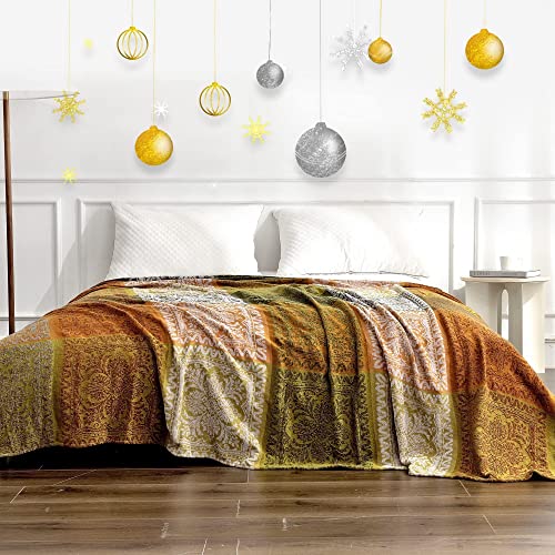 Edcooy Überwürfe für Sofas, große, bunte Chenille-Quasten, gewebte Hippie-Überwurfdecken für Couch, Bett, Sofa, böhmische Fransen, Quasten, Dekoration für Zuhause (grün, groß, 220 x 260 cm)