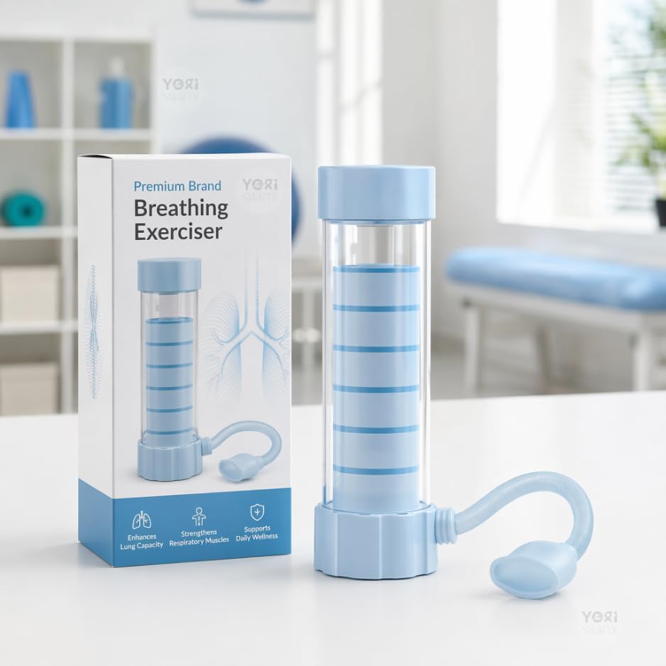 Breathing Exerciser Respiratory Trainer for Lung Capacity | Deep Abdominal Breathing, Portable Design, Washable Parts, Flexible Tube, Clear Body-image-47