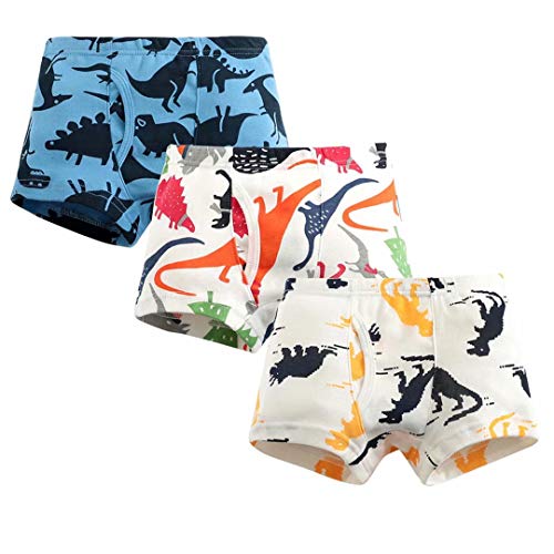 Gorboig Boys Boxer Briefs Toddler Kids Underwear Dinosaur Truck 3 Pack 2-3Y/2T