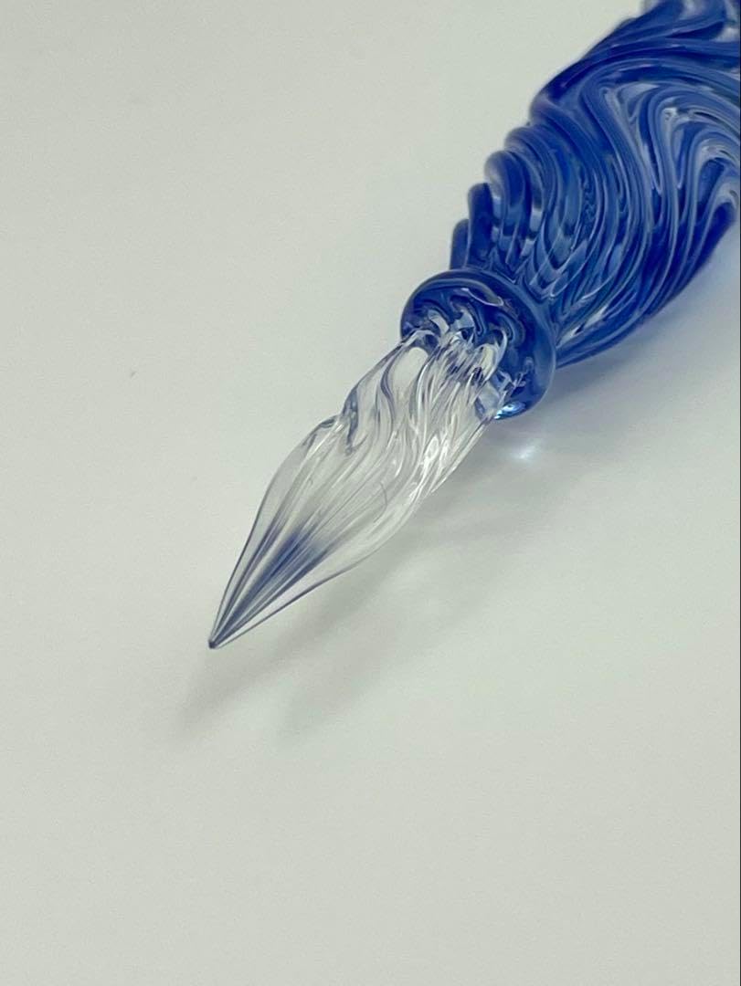 HASE GLASS WORKS haseガラス工房 流水 ガラスペン 新品 HASE硝子工房 ガラスペン 青 ブルー 流水 ショート ガラスペン 青