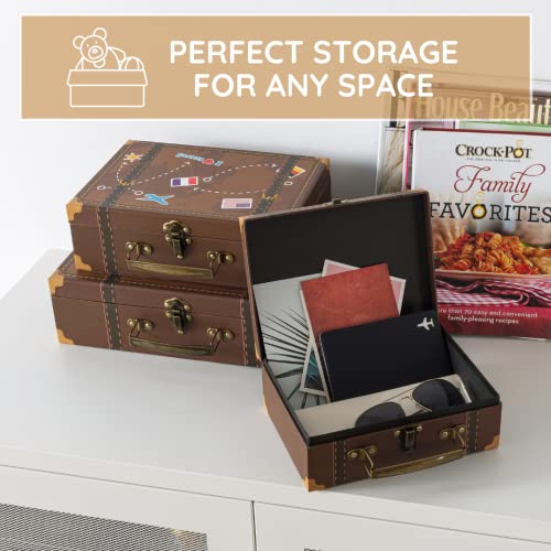 Slpr Cardboard Small Suitcase Boxes (Set Of 3) | Paperboard Travel For Birthday Wedding Decoration | Largest Suitcase Is 12” Length X 8” Width X 3.5” Height #TOP4
