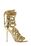 MissHeel Gold Gladiator Heels for Women - Stiletto Sandals with Sexy Rope Straps - Party Promotion Heels, Size 9