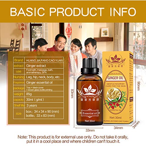 3 Pack Lymphatic Drainage Ginger Oil,100% Pure Natural Ginger Massage Oil.-90Ml #TOP5