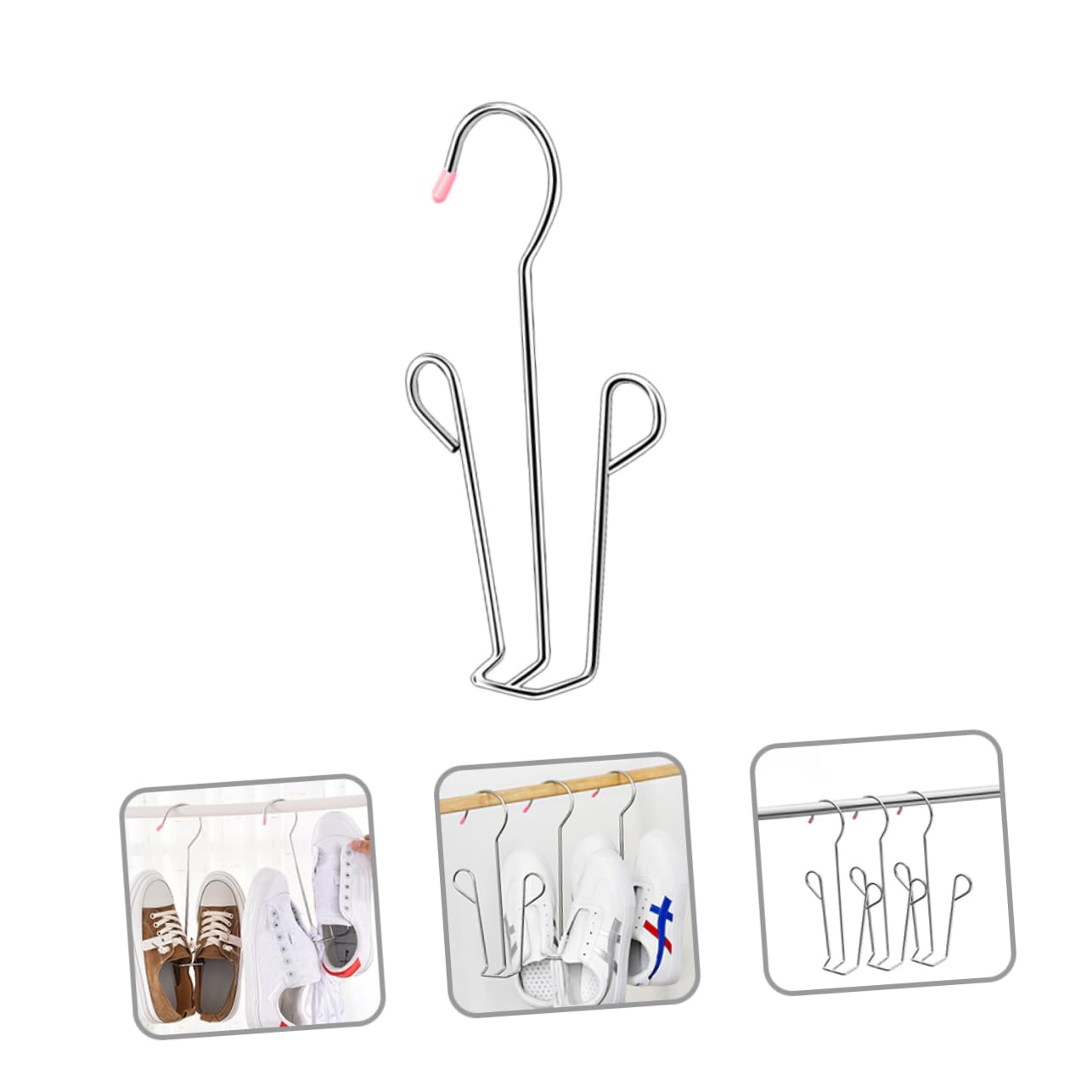 Ciieeo 5pcs Stainless Steel Double Hook Drying Rack Space Saving Household Shoe Hangers for Quick Drying and Efficient Storage Balcony Door Random Color