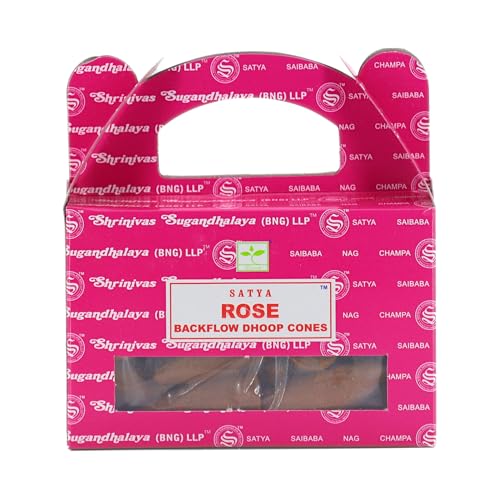 Conos de incienso de reflujo para el efecto cascada, 24 conos enrollados a mano de la India para relajación y meditación, también en juego de 3 unidades (rosa)