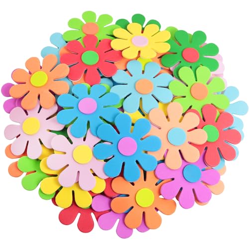 LUORNG 100PCS Foam Flower Stickers - Wall Stickers Small Flower Sticker Foam Crafts for Kindergartens School Classrooms Stage Environment Decoration