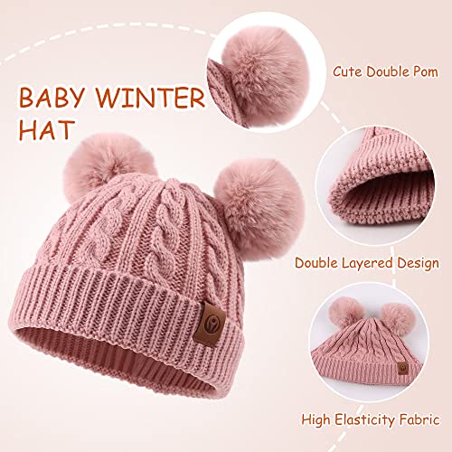 Image of Yuoahcn Kids Winter Beanie Hat Scarf Gloves Set Knit Warm Toddler Winter Cap Gloves Neck Warmer for Boys Girls 1-8 Year