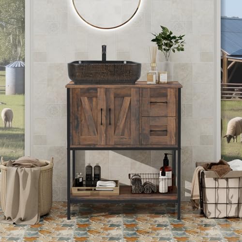 YOURLITE Bathroom Vanity, 30" Rustic Brown Bathroom Vanity with Sink