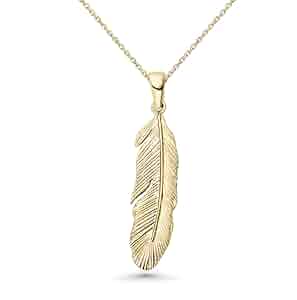 Amazon.com: 14K Gold Plated Feather Necklace - 14K Gold
