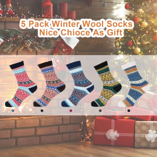 Image of MORECOO Socks for Women - Christmas Gifts for Women - Stocking Stuffers - Thick Wool Soft Warm Cozy Crew Womens Socks