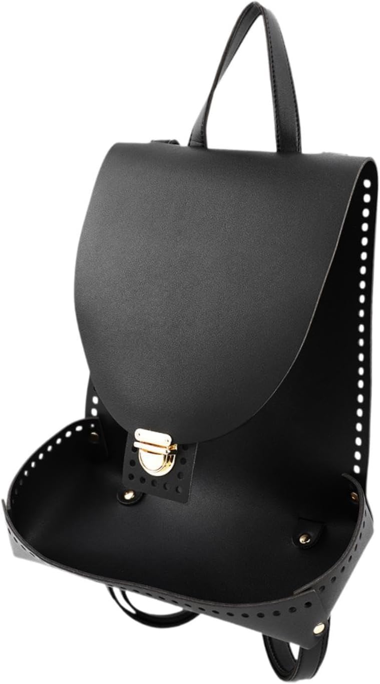 Simhoa Backpack Kit with PU Leather Base and Locking Buckles for Crochet, Black