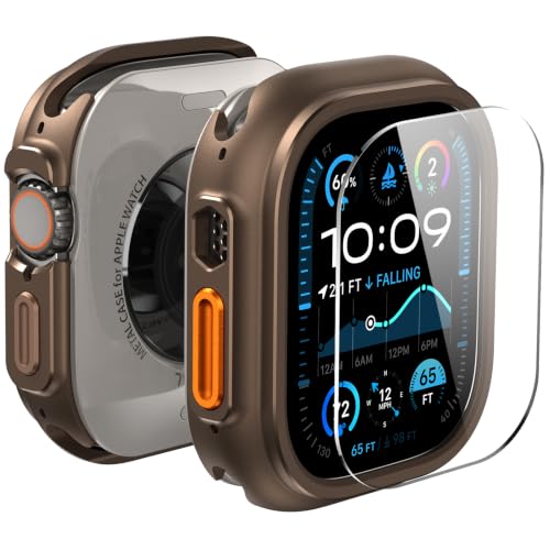Image of ULTIMAL Metal Case Compatible with Apple Watch Ultra 3 /2 /1 49mm with Back Cover, Military Grade Shockproof Protective Case, Rugged Cover for iWatch 49mm (Brown)