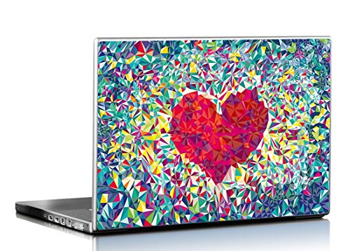 Image of Galaxsia Geometrical Heart Vinyl Laptop Skin Sticker Cover Decal Protector Fits for All Laptop Brand Models of Size 15.6 Inches.