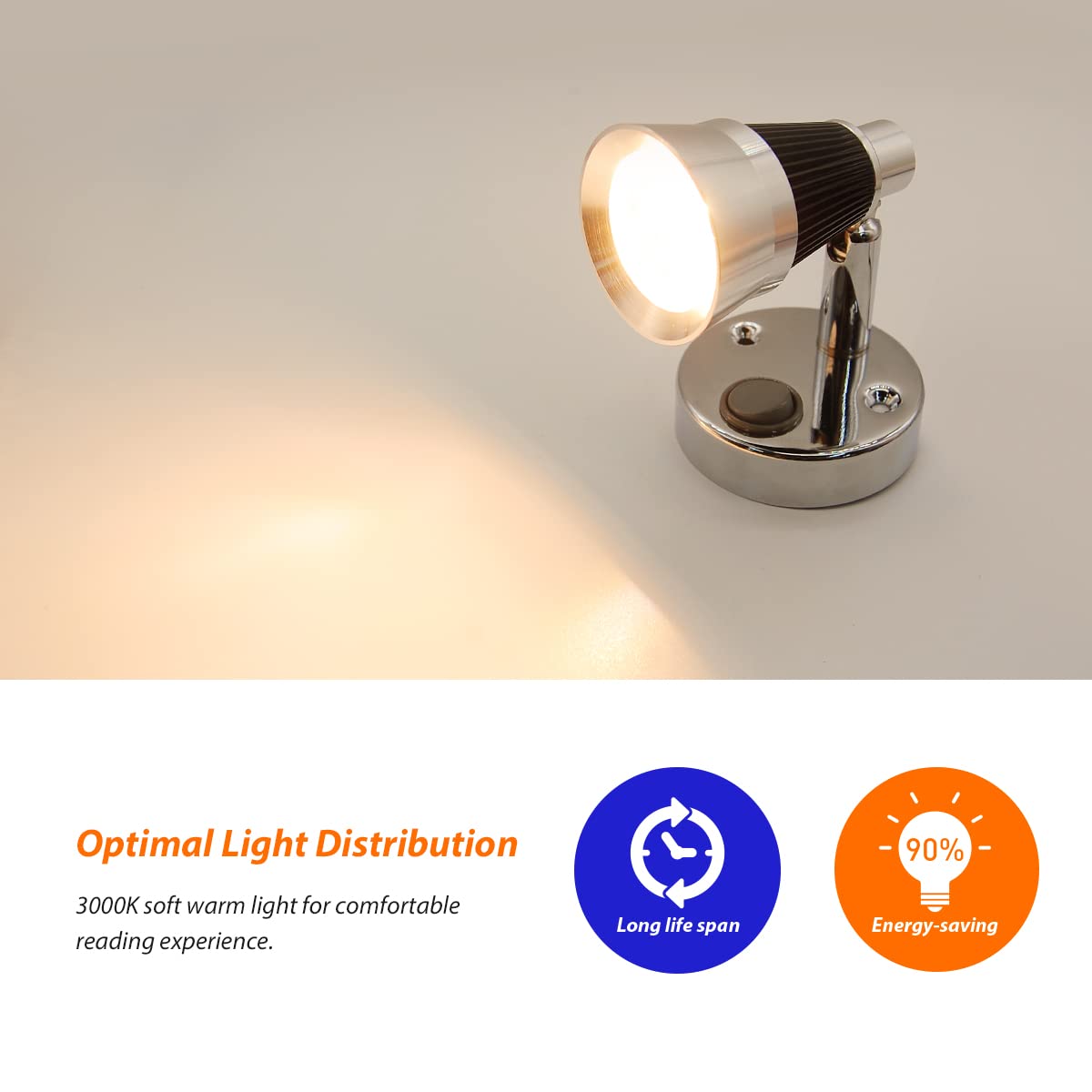 Dream lighting 12 Volt LED Leselampen Warmweiß für Wohnwagen Wohnmobil Boot Camper RV Wandlampe LED 12v Lampe Innenbeleuchtung 2er Set