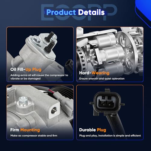 Image of ECCPP AC Compressor Fit for Nissan Sentra 1.8L 1.6L 2013-2019 | Fit for Nissan Tsuru 1.6L 2014-2017 Fast Cooling AC Compressor with Clutch