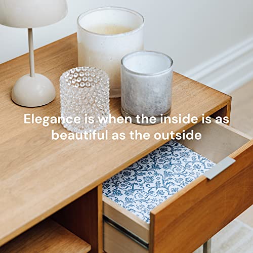 Elodie Essentials 6 Scented Drawer Liners Non-Adhesive Paper Sheets For Home Closet Shelves, Cabinet And Dresser Drawers - Royal Damask Print - 14 X 19½ Inch (Fresh Linen) #TOP2