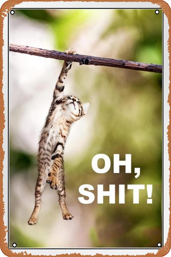 Retro Metal Tin Sign Oh ! Cat Funny Hang in There Cat Poster Funny Wall Posters