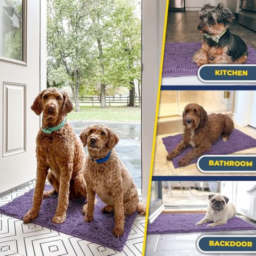 Image of Muddy Mat | Super Water Absorbent Door Mat Indoor, Microfiber Quick Dry Chenille Entryway Rug, Slip Resistant Front Door Mat, Indoor Mats for Entryway, Machine Washable Pet Rug, Lavender 48 inch x 60 inch