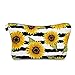 Cute Travel Makeup Bag Cosmetic Bag Small Pouch Gift for Women (Stripes Sunflowers)