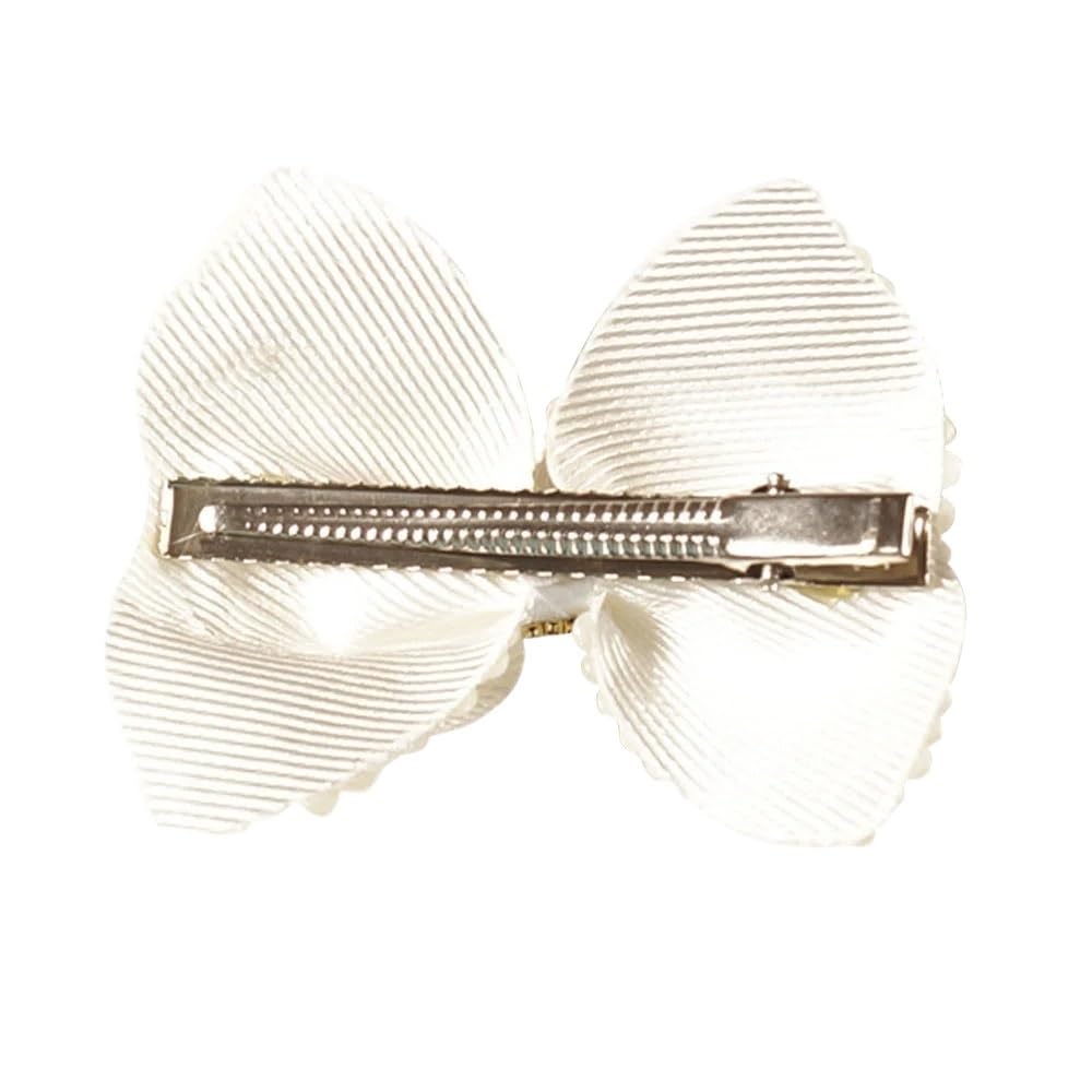 2x Weiße Perlen-Haarschleifen Für Mädchen & Frauen – Elegante Haarspangen Mit Schmuck-Perlen (versch. Stile)