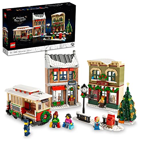 LEGO Holiday Main Street 10308 Kit de construction de village de Noël pour adultes et famille - Kit de construction de village de Noël avec magasins, tramway...