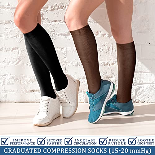 Image of FEYHAY Copper Compression Socks (3 Pairs) 15-20 mmHg Circulation is Best Athletic & Daily for Men & Women, Running, Climbing