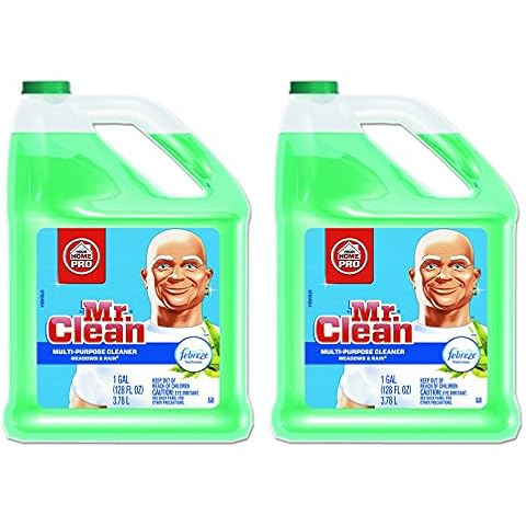 Mr. Clean PGC 23124 84847665 Multipurpose Cleaning Solution with Febreze, 128 oz. Capacity Bottle, Meadows and Rain Scent , 2 Pack Cover