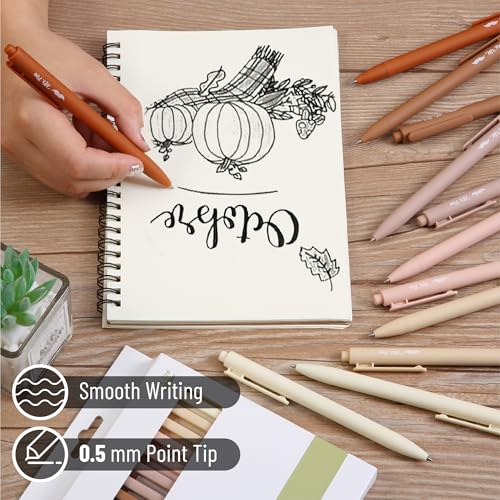 Image of Mr. Pen- Retractable Gel Pens, 12 Pack, Black Ink, Natural Colors Barrels